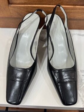 Worthington Black Leather Slingback Mules